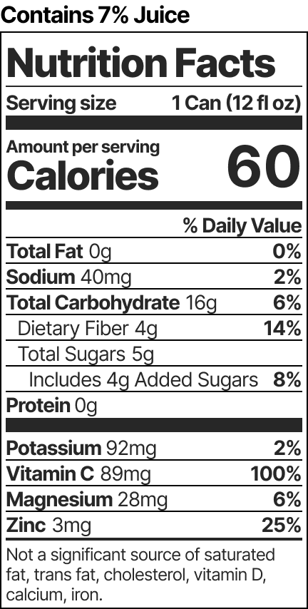 Nutrition facts for Orange Creamsicle